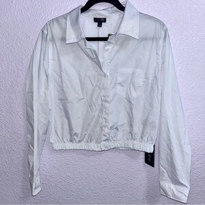 J for Justify White Cropped Button-Down Shirt